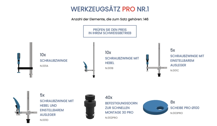 GPPH Schweisstisch Werkzeugset PRO Nr. 1